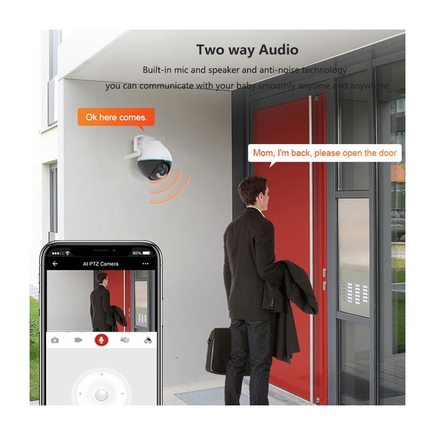 Immax NEO 07782L - Câmara exterior inteligente com sensor BALL 355° P/T 4MP IP65 Wi-Fi Tuya