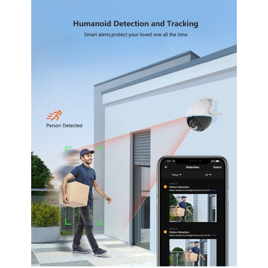 Immax NEO 07782L - Câmara exterior inteligente com sensor BALL 355° P/T 4MP IP65 Wi-Fi Tuya