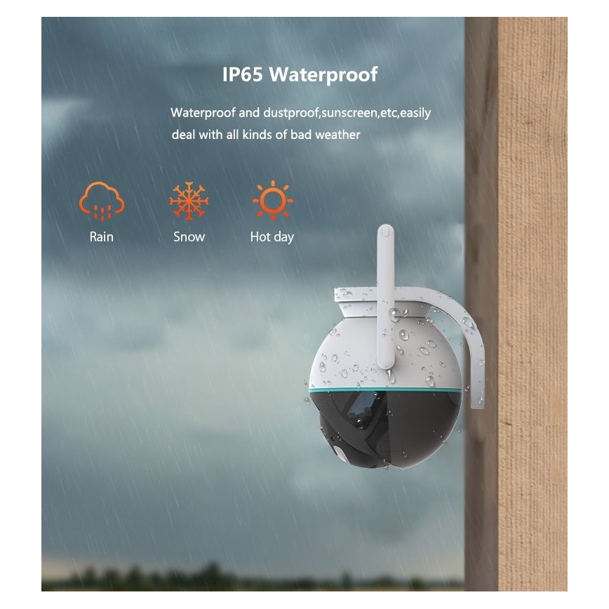 Immax NEO 07782L - Câmara exterior inteligente com sensor BALL 355° P/T 4MP IP65 Wi-Fi Tuya
