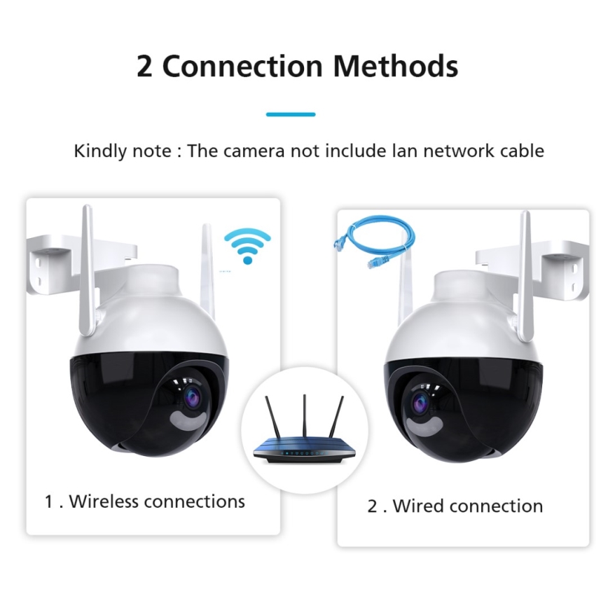 Immax NEO 07782L - Câmara exterior inteligente com sensor BALL 355° P/T 4MP IP65 Wi-Fi Tuya