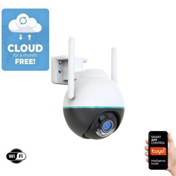Immax NEO 07782L - Câmara exterior inteligente com sensor BALL 355° P/T 4MP IP65 Wi-Fi Tuya