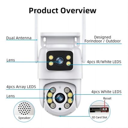 Immax NEO 07783L - Câmara exterior inteligente com sensor DOUBLE 355° P/T 2x2MP IP65 Wi-Fi Tuya