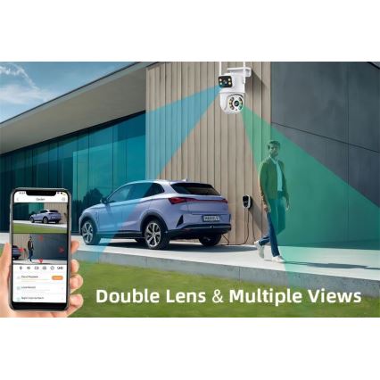 Immax NEO 07783L - Câmara exterior inteligente com sensor DOUBLE 355° P/T 2x2MP IP65 Wi-Fi Tuya