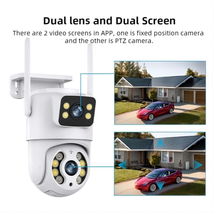 Immax NEO 07783L - Câmara exterior inteligente com sensor DOUBLE 355° P/T 2x2MP IP65 Wi-Fi Tuya