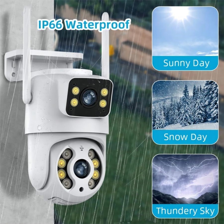 Immax NEO 07783L - Câmara exterior inteligente com sensor DOUBLE 355° P/T 2x2MP IP65 Wi-Fi Tuya