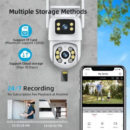 Immax NEO 07783L - Câmera externa inteligente com sensor DOUBLE 355° P/T 2x2MP IP65 Wi-Fi Tuya