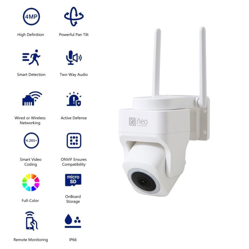 Immax NEO 07793L - Câmara exterior inteligente com sensor CUBE 4MP 5V IP65 Wi-Fi Tuya