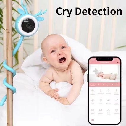 Immax NEO 07797L - Monitor de bebé inteligente recarregável 5V Wi-Fi Tuya azul