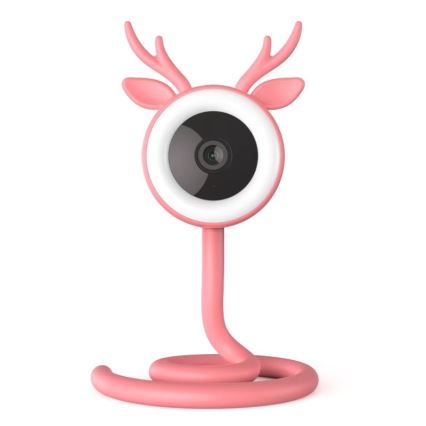 Immax NEO 07798L - Monitor de bebé inteligente recarregável 5V Wi-Fi Tuya rosa