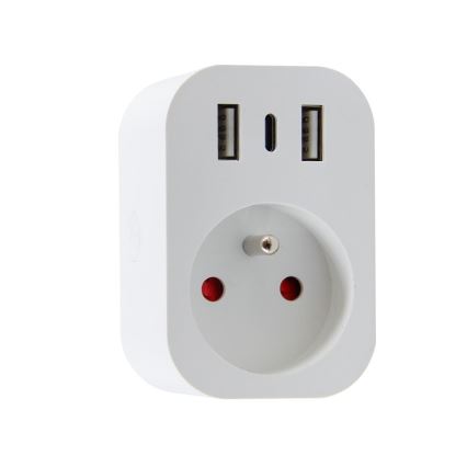 Immax NEO 07799L - Separador de tomadas inteligente 16A/230V + 2xUSB+1xUSB C Wi-Fi Tuya