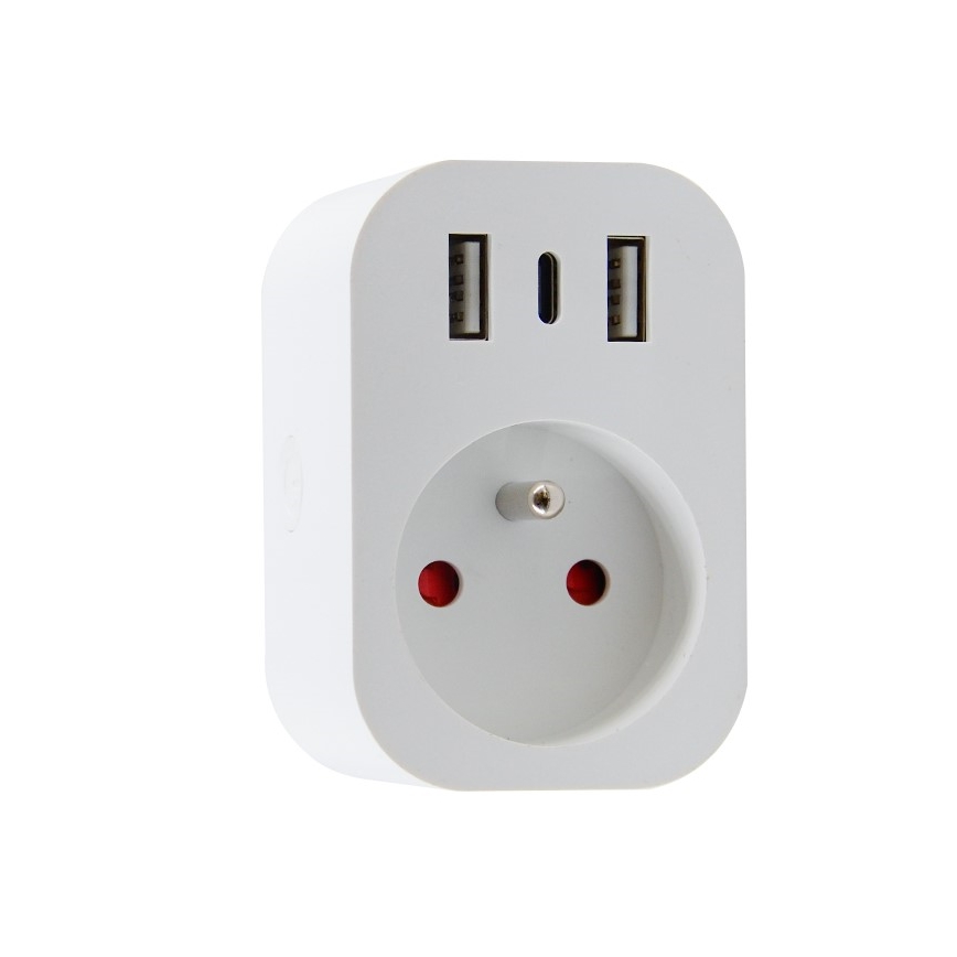 Immax NEO 07799L - Separador de tomadas inteligente 16A/230V + 2xUSB+1xUSB C Wi-Fi Tuya