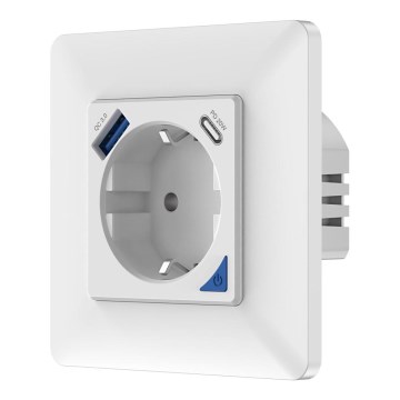 Immax NEO 07801L - Tomada inteligente 16A/230V + 1xUSB-A+1xUSB C Tuya