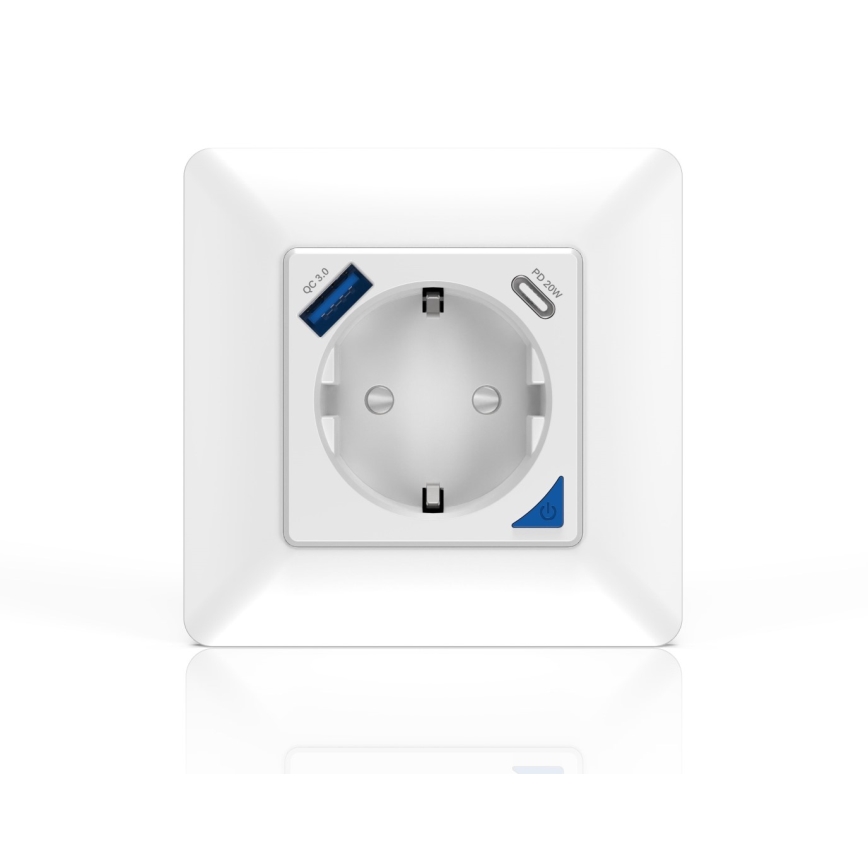 Immax NEO 07801L - Tomada inteligente 16A/230V + 1xUSB-A+1xUSB C Tuya