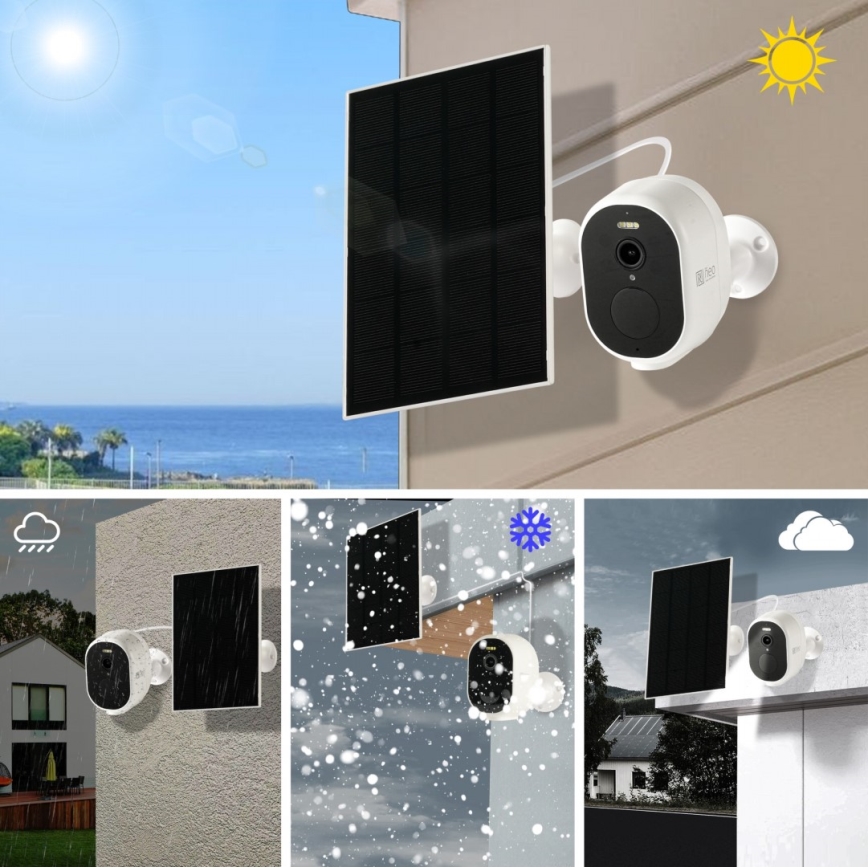 Immax NEO 07802L - Câmara solar inteligente para exterior com sensor BARREL 5000 mAh Wi-Fi Tuya IP65