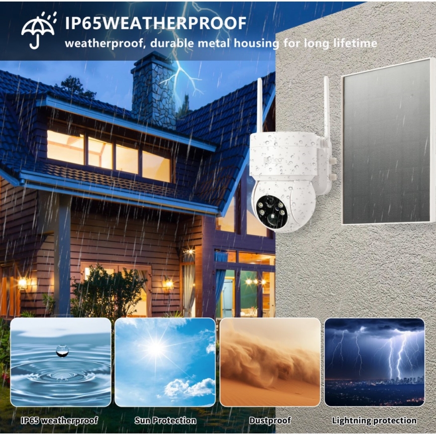 Immax NEO 07803L - Câmara solar inteligente para exterior com sensor SENTRY 6000 mAh Wi-Fi Tuya IP65