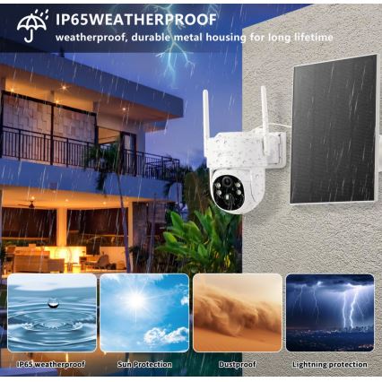 Immax NEO 07804L - Câmara solar inteligente para exterior com sensor 9000 mAh Wi-Fi Tuya IP65