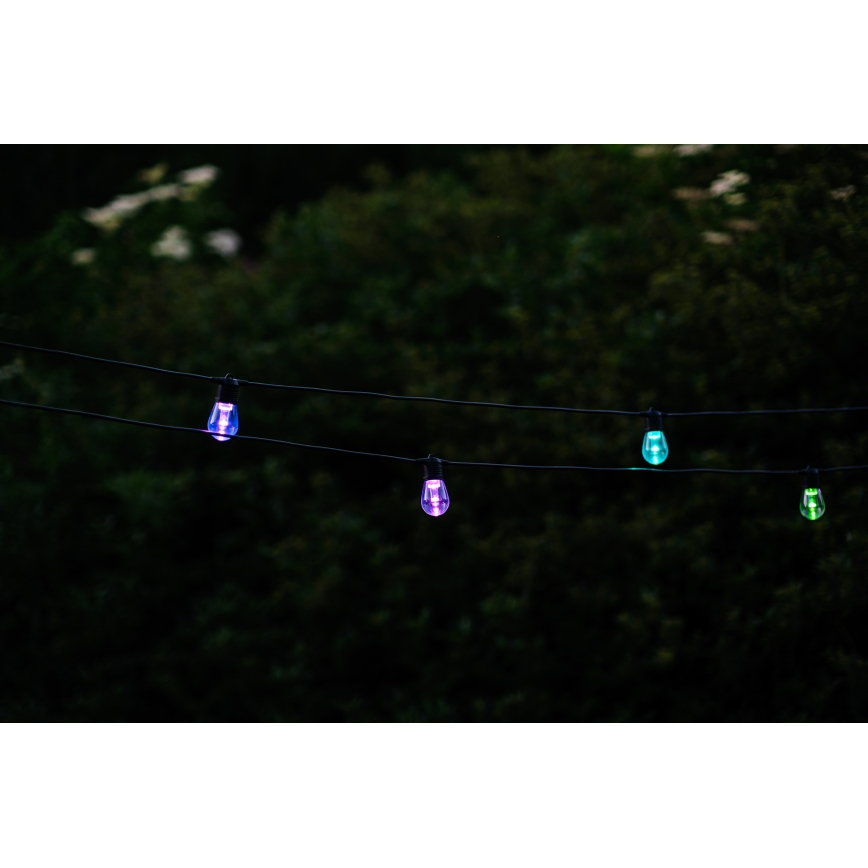 Cadeia de luzes LED RGB+CCT regulável para exterior GIRLANDA 15xLED/1W/230V 15m Wi-Fi Tuya IP65 + controlo remoto