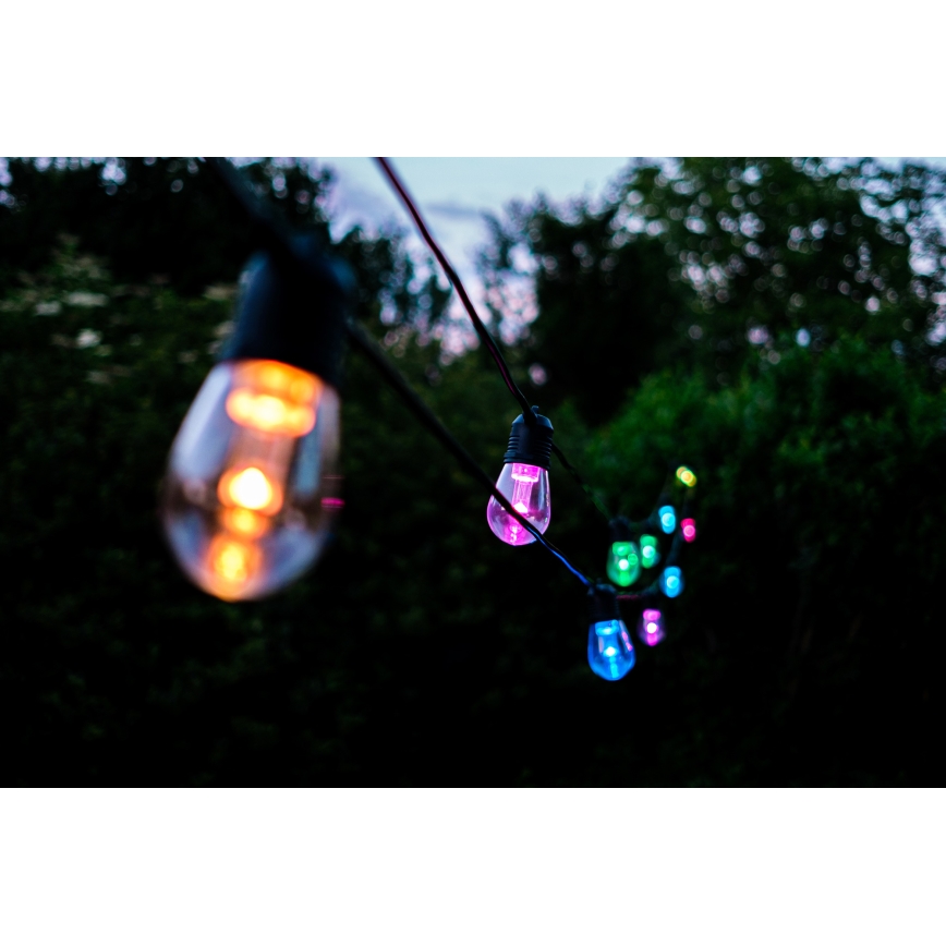 Corrente exterior regulável LED RGB+CCT GARLAND 15xLED/1W/230V 15m Wi-Fi Tuya IP65 + comando