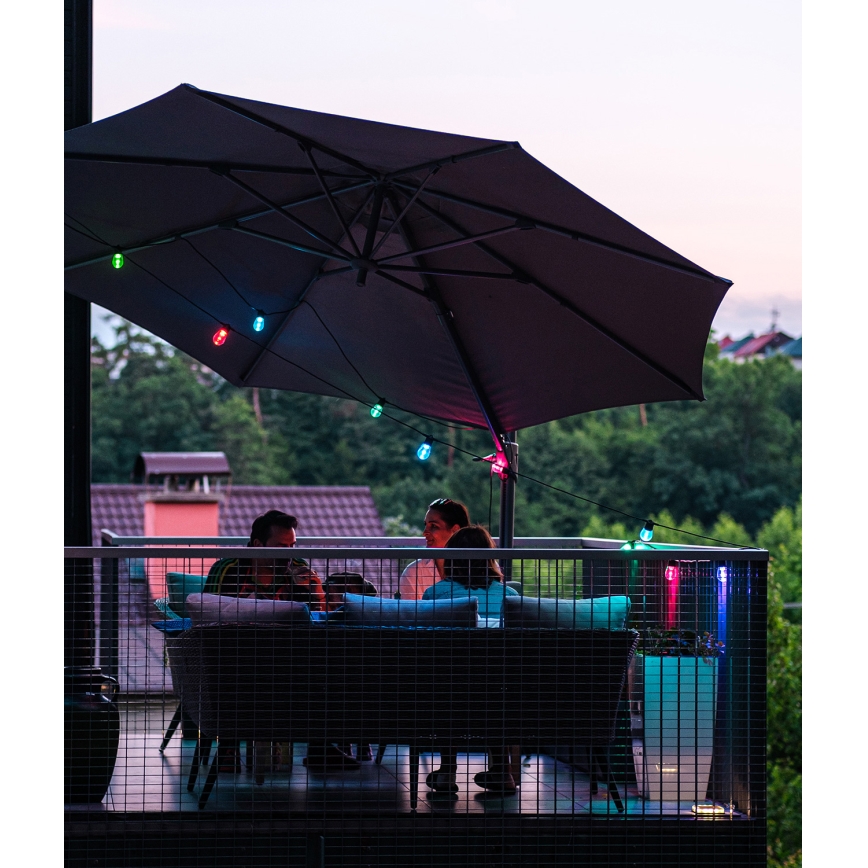 Corrente exterior regulável LED RGB+CCT GARLAND 15xLED/1W/230V 15m Wi-Fi Tuya IP65 + comando