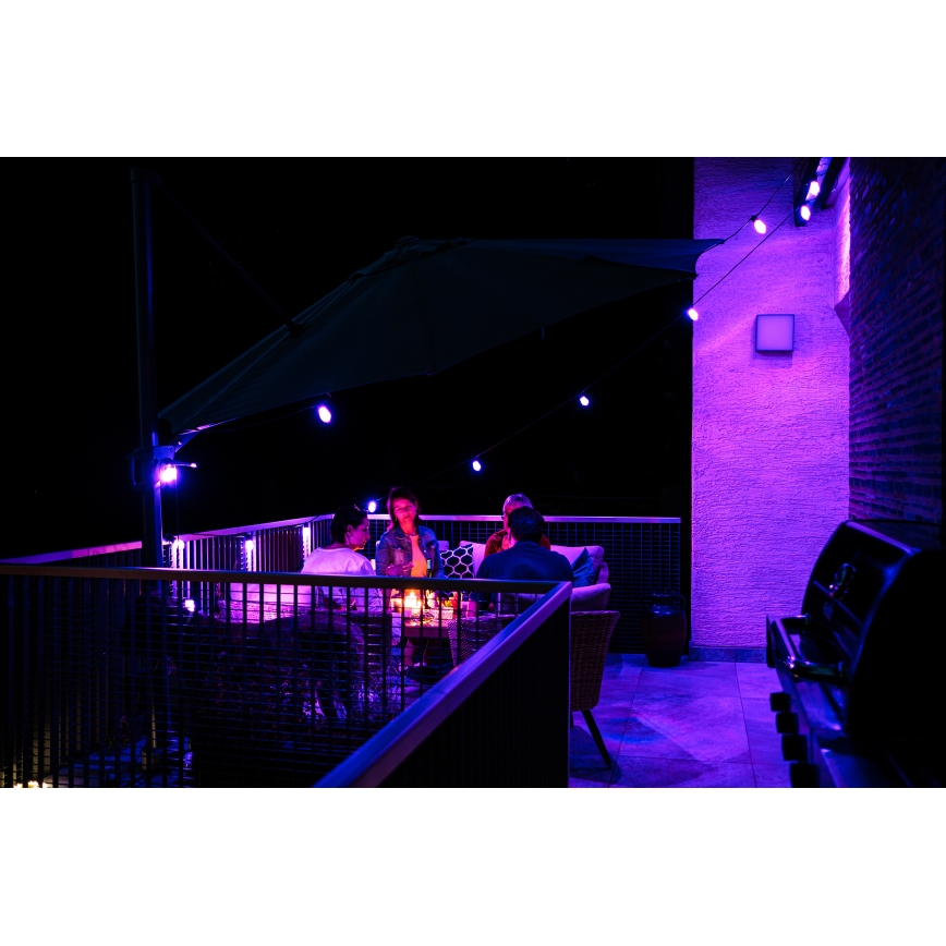 Corrente exterior regulável LED RGB+CCT GARLAND 15xLED/1W/230V 15m Wi-Fi Tuya IP65 + comando
