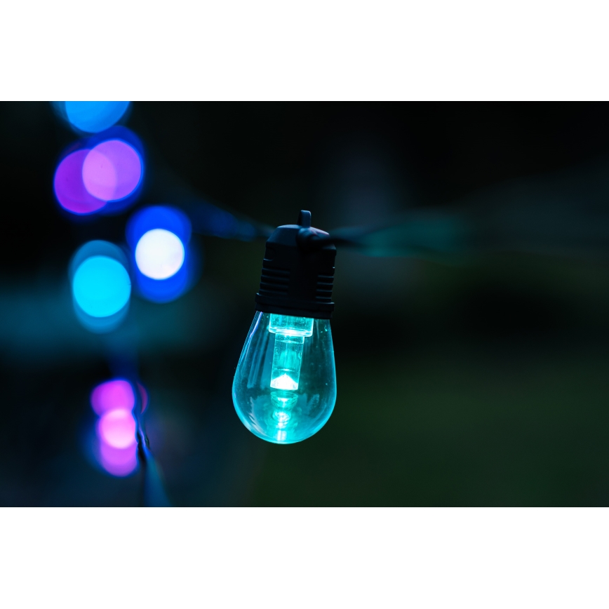 Corrente exterior regulável LED RGB+CCT GARLAND 15xLED/1W/230V 15m Wi-Fi Tuya IP65 + comando
