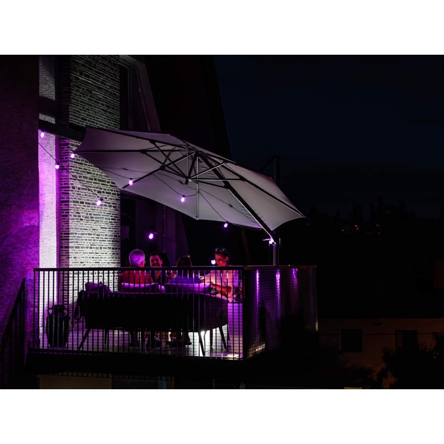 Corrente exterior regulável LED RGB+CCT GARLAND 15xLED/1W/230V 15m Wi-Fi Tuya IP65 + comando