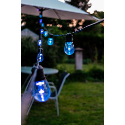 Corrente exterior regulável LED RGB+CCT GARLAND 15xLED/1W/230V 15m Wi-Fi Tuya IP65 + comando
