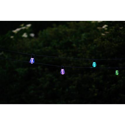 Corrente exterior regulável LED RGB+CCT GARLAND 15xLED/1W/230V 15m Wi-Fi Tuya IP65 + comando