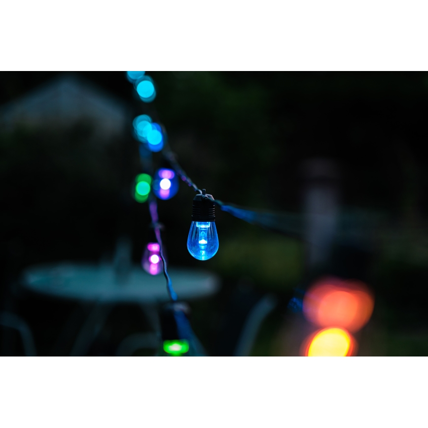 Corrente exterior regulável LED RGB+CCT GARLAND 15xLED/1W/230V 15m Wi-Fi Tuya IP65 + comando
