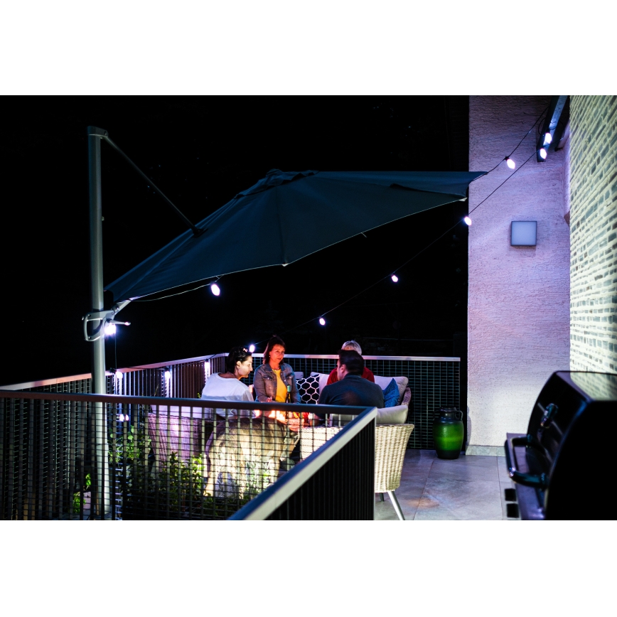 Corrente exterior regulável LED RGB+CCT GARLAND 15xLED/1W/230V 15m Wi-Fi Tuya IP65 + comando