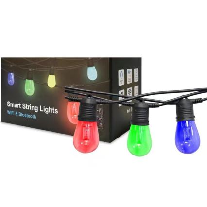 Corrente exterior regulável LED RGB+CCT GARLAND 15xLED/1W/230V 15m Wi-Fi Tuya IP65 + comando