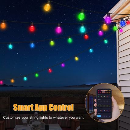 Corrente exterior regulável LED RGB+CCT GARLAND 15xLED/1W/230V 15m Wi-Fi Tuya IP65 + comando