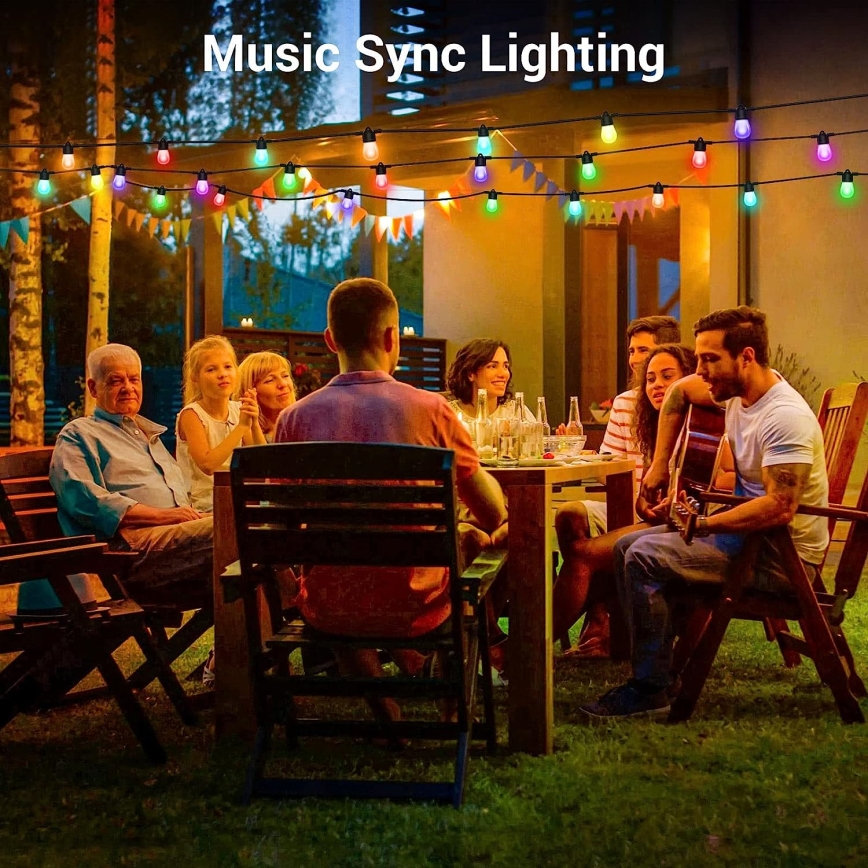 Corrente exterior regulável LED RGB+CCT GARLAND 15xLED/1W/230V 15m Wi-Fi Tuya IP65 + comando