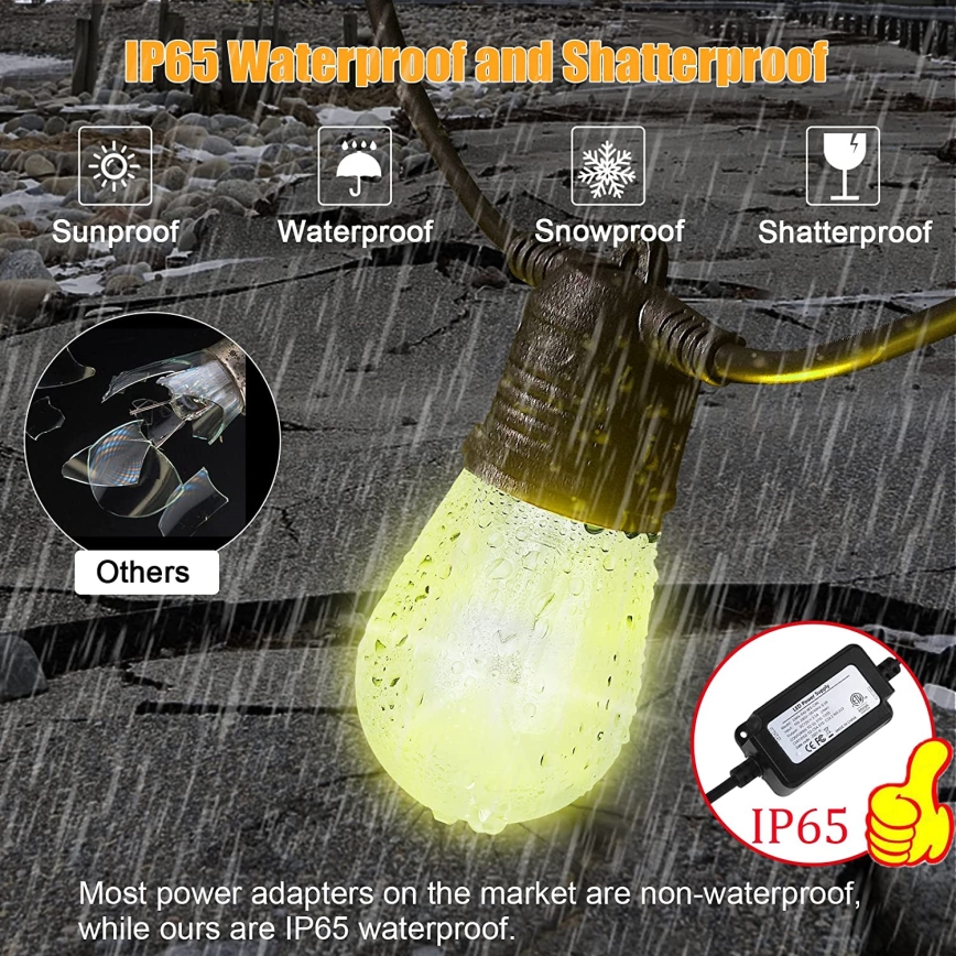 Corrente exterior regulável LED RGB+CCT GARLAND 15xLED/1W/230V 15m Wi-Fi Tuya IP65 + comando