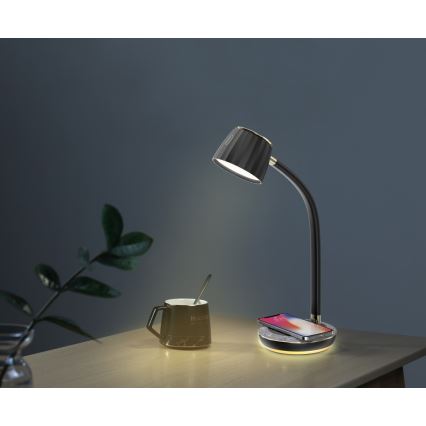 Immax NEO 08996L - Candeeiro de mesa LED com regulação e carregamento sem fios PERLA LED/1,5W + LED/6W/230V 3800-4300K