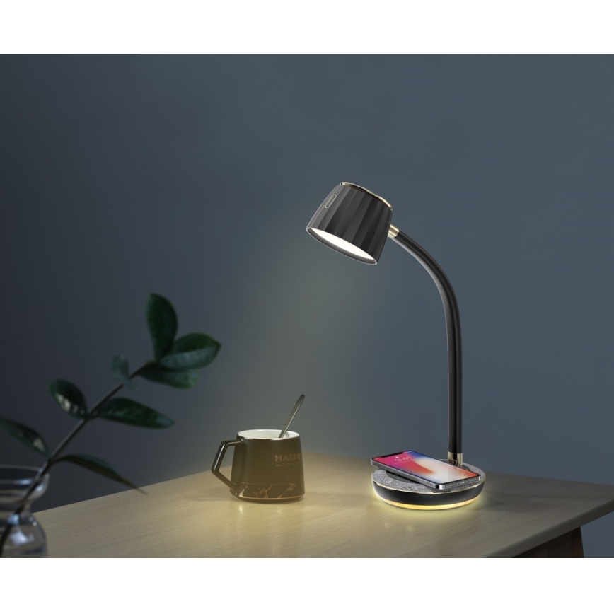 Immax NEO 08996L - Candeeiro de mesa LED com regulação e carregamento sem fios PERLA LED/1,5W + LED/6W/230V 3800-4300K