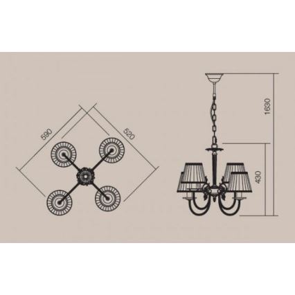 Incanti 02-657 - Candelabro suspenso ILARIA 4xE14/28W/230V