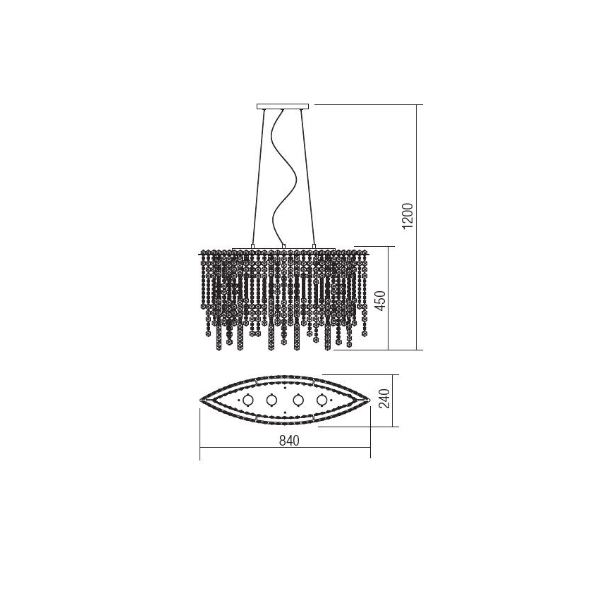 Incanti ITV POV4 10 60 - Candelabro suspenso de cristal TREVI 4xGU10/50W/230V