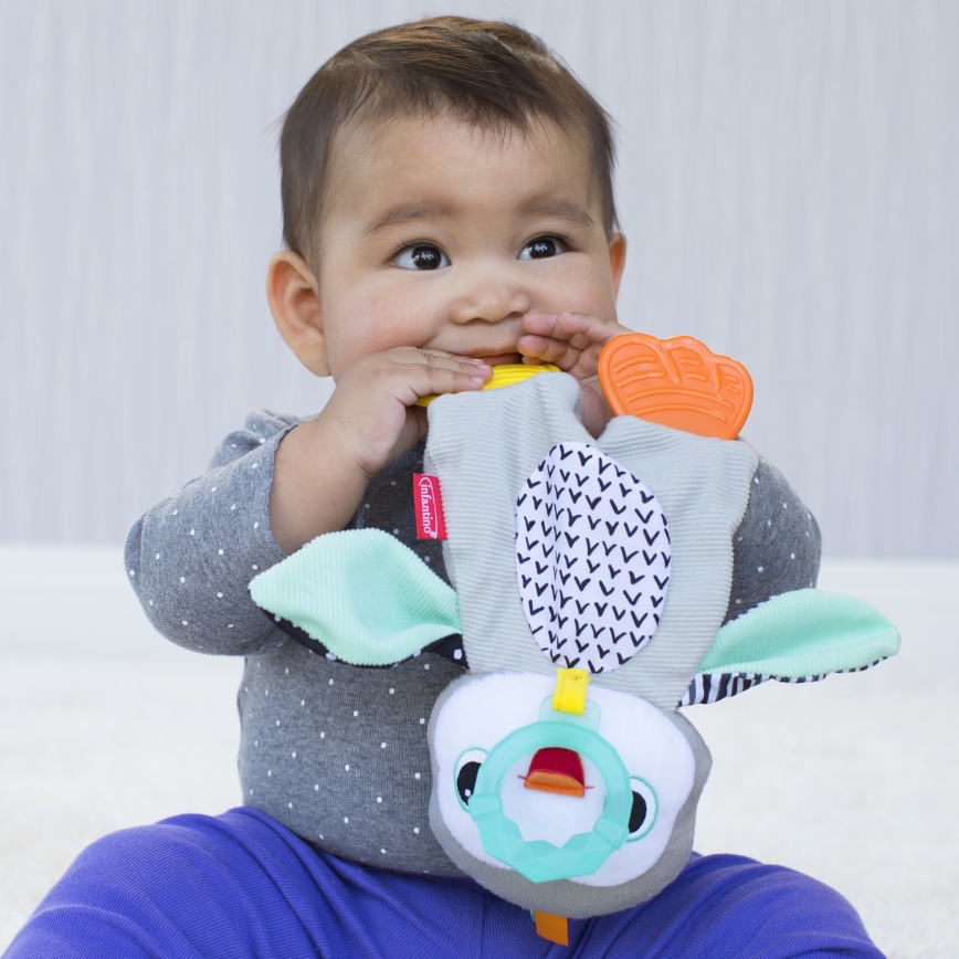 Infantino - Brinquedo de peluche com acessório para morder pinguim