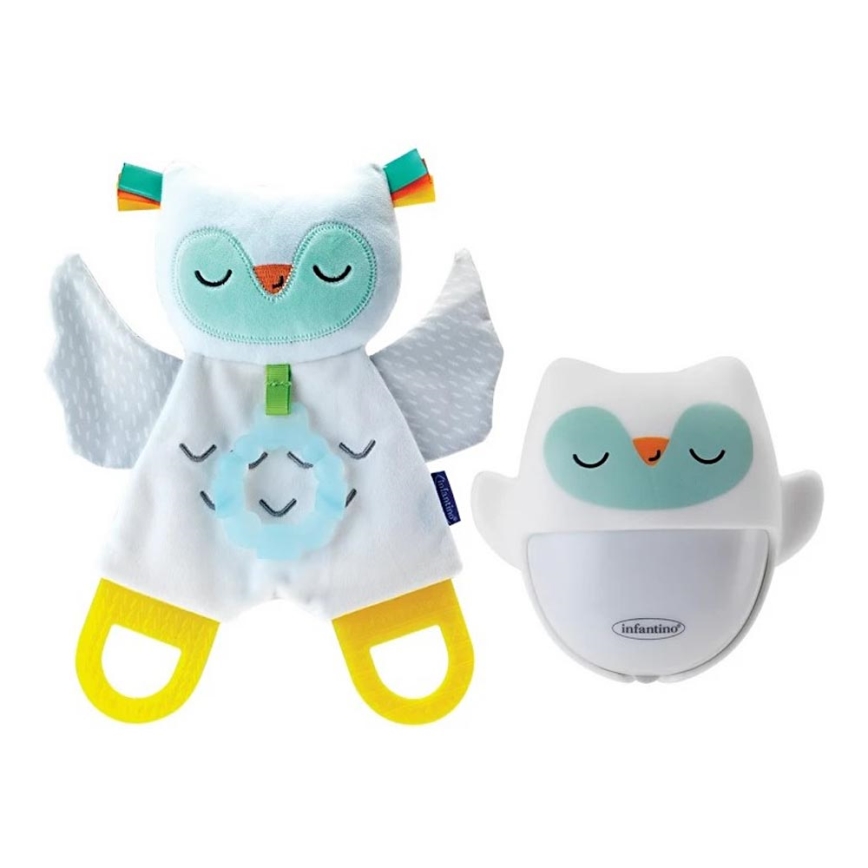 Infantino - Candeeiro noturno com um brinquedo brilhante de peluche Owl