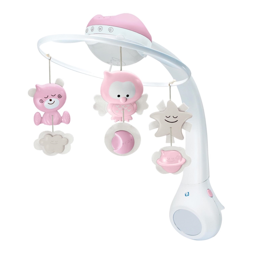 Infantino - Mobil de berço com melodia 3em1 3xAAA rosa
