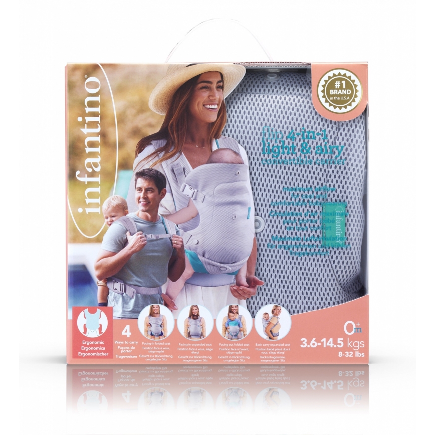 Infantino - Porta-bebés FLIP 4em1 cinzento claro