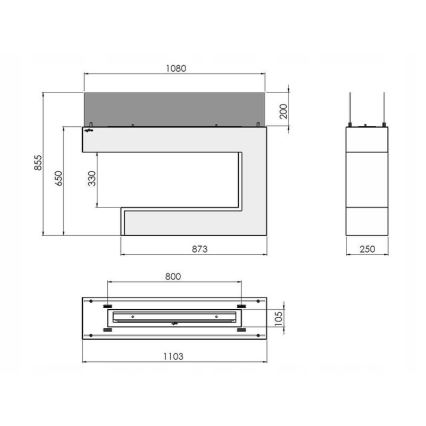 InFire - Lareira BIO 110x85,5 cm 3kW branco