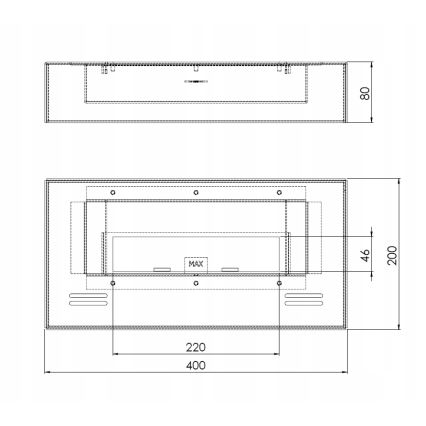 InFire - Lareira BIO 8x40 cm 3kW preto