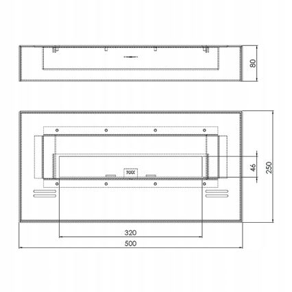 InFire - Lareira BIO 8x50 cm 3kW preto