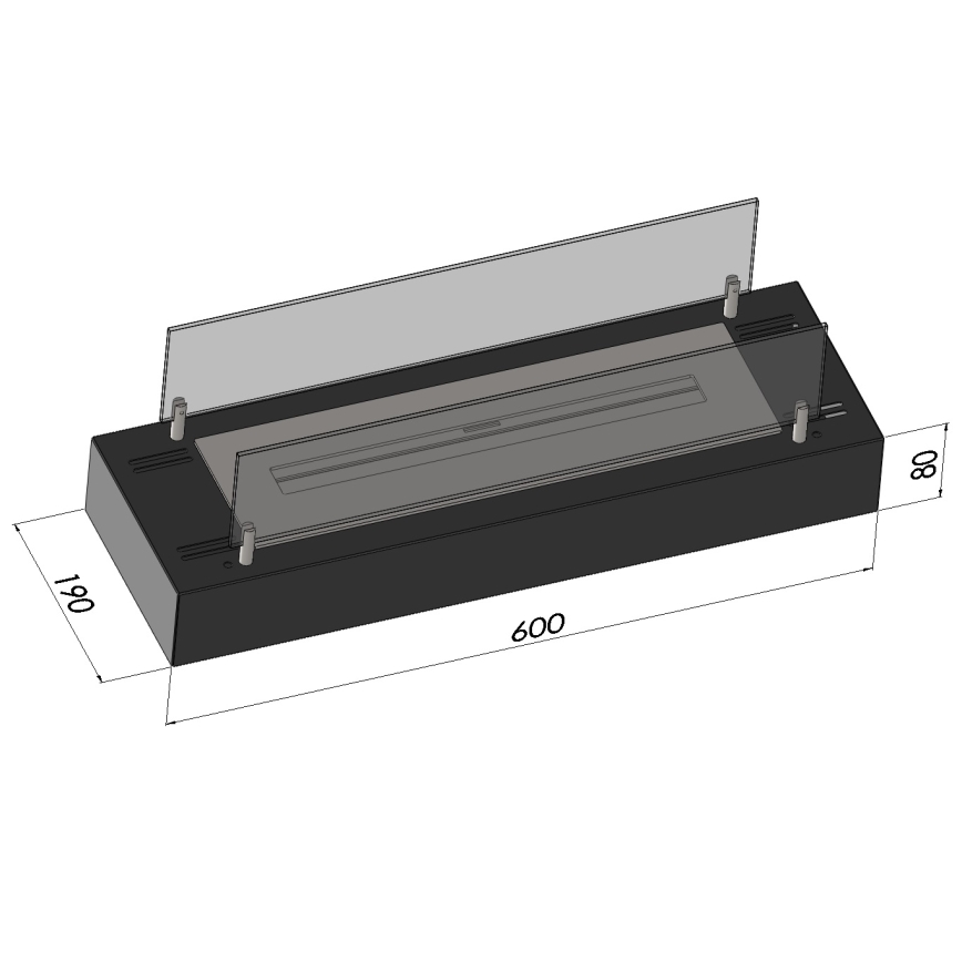 InFire - Lareira BIO 8x60 cm 3kW preto