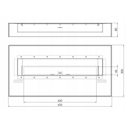 InFire - Lareira BIO 8x60 cm 3kW preto