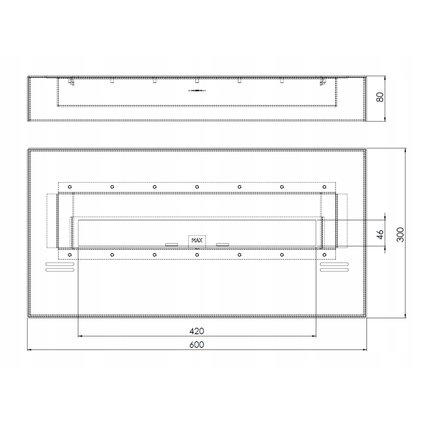 InFire - Lareira BIO 8x60 cm 3kW preto