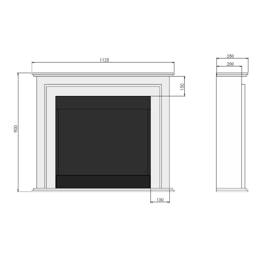 InFire - Lareira BIO 90x112,5 cm 3kW branco