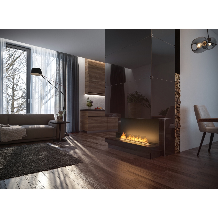 InFire - Lareira BIO embutida 100x45 cm 3kW preta